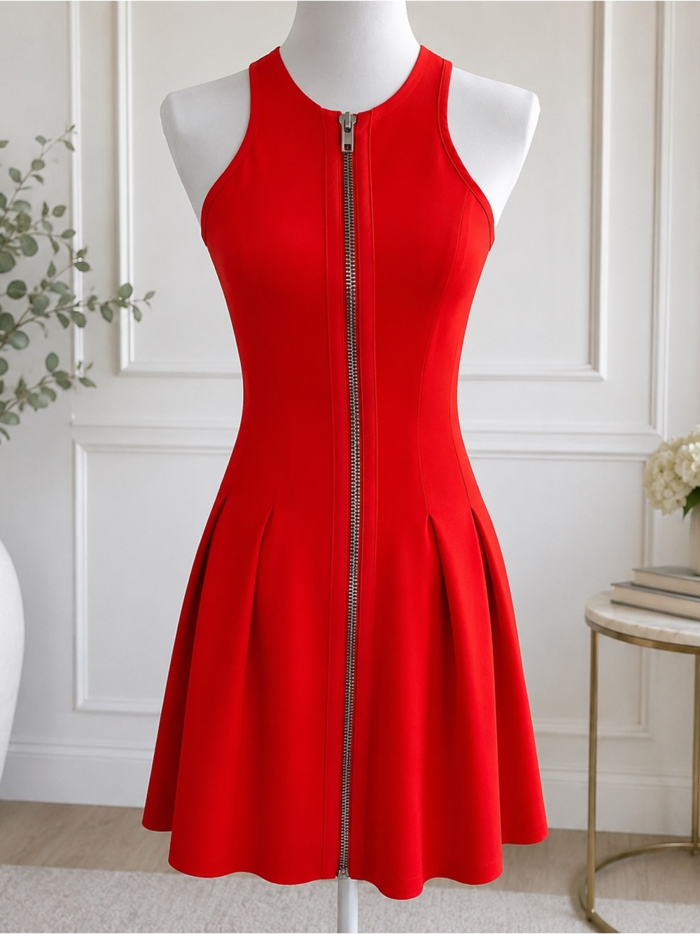 EUC ❤️‍🔥 Red Zip-Front Sleeveless Fit & Flare Dress